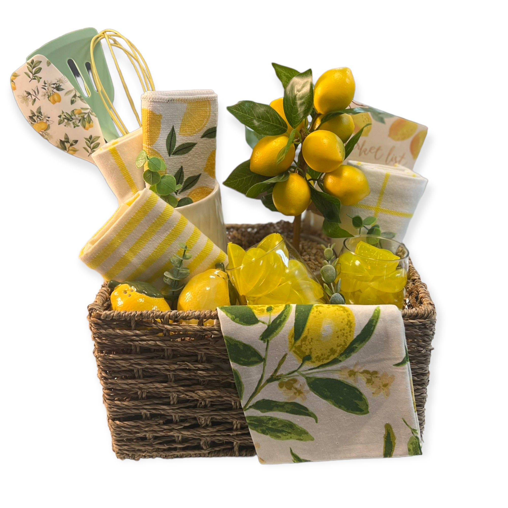 Lemon Kitchen Gift Basket: Housewarming Fresh Squeeze Decor Bundle