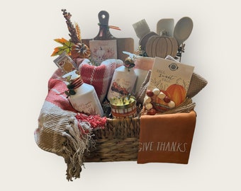 Hygge Fall Gift Basket: Thanksgiving Hostess, Autumn Decor