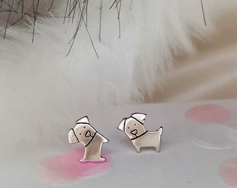 Dog earring studs 925 Sterling silver,pushback silver studs,dainty earrings,quirky earrings,gift,kids,silver studs,animal earrings