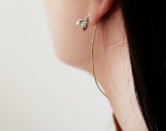 925 Sterling Silver threader earrings,Tulips floral hanging gold wash,dangle drop,bridal jewellery,wedding jewellery,Bridemaids,mum gift