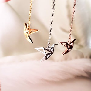 925 Sterling silver threader earrings,cubic zirconia origami bird earrings,long dangle drop earrings,silver jewellery,geometric earrings