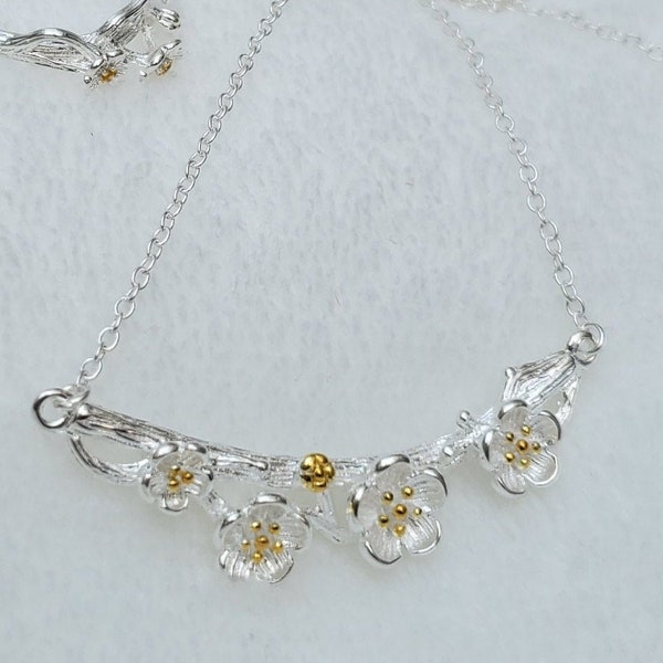 925 Sterling Silver daisy floral textured pendant adjustable chain necklace 42-46CM Earrings jewellery gold plated gift