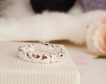 Anello cuore in argento sterling 925,anello regolabile,anello a fascia aperta,anello di promessa,regalo,anello d'argento,gioielli in argento,anello di dichiarazione,anello minimalista