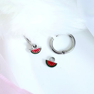 Watermelon charms 18k Gold sterling silver round Hoop earrings