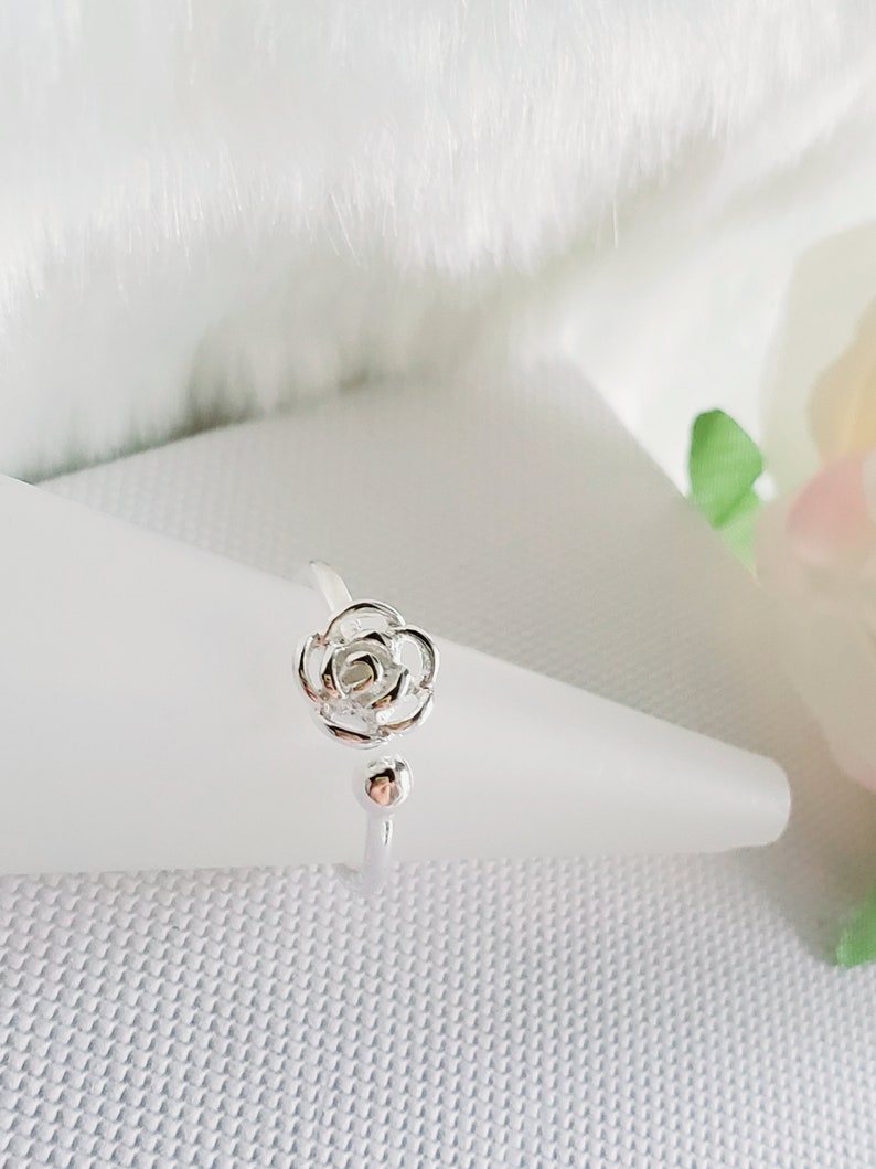 925 Sterling silver Rose floral ring,adjustable ring,open end ring,promise ring,gift,silver ring,silver jewellery,statement ring,minimalist