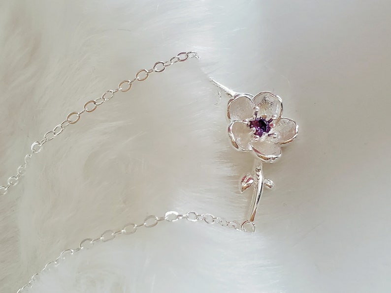 S925 Sterling silver adjustable necklace jewellery set earrings ring purple Cubic Zircon stone Daisy pendant floral,adjustable ring