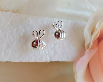 925 Sterling silver stud Honey bee earrings,pushback silver studs,dainty earrings,minimalist,gift for her,gift,love luck,sweet,dailywear