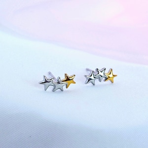 STAR cluster earring studs Sterling silver 18k Gold plated silver studs,dainty star earrings,gift,celestial jewellery,hypoallergenic