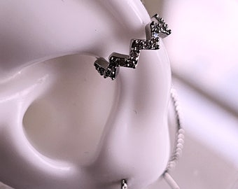 ピアス STONEHENgE Silver single ear cuff Single Silver Thick Ear Cuff, One Dainty Fake Helix Piercing