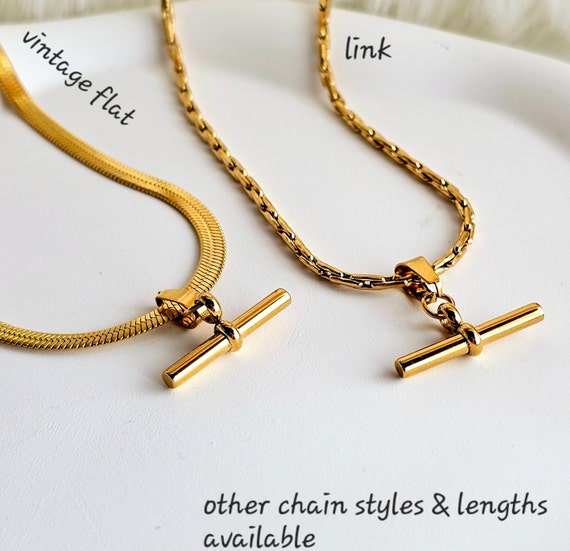 T bar chain gold discount