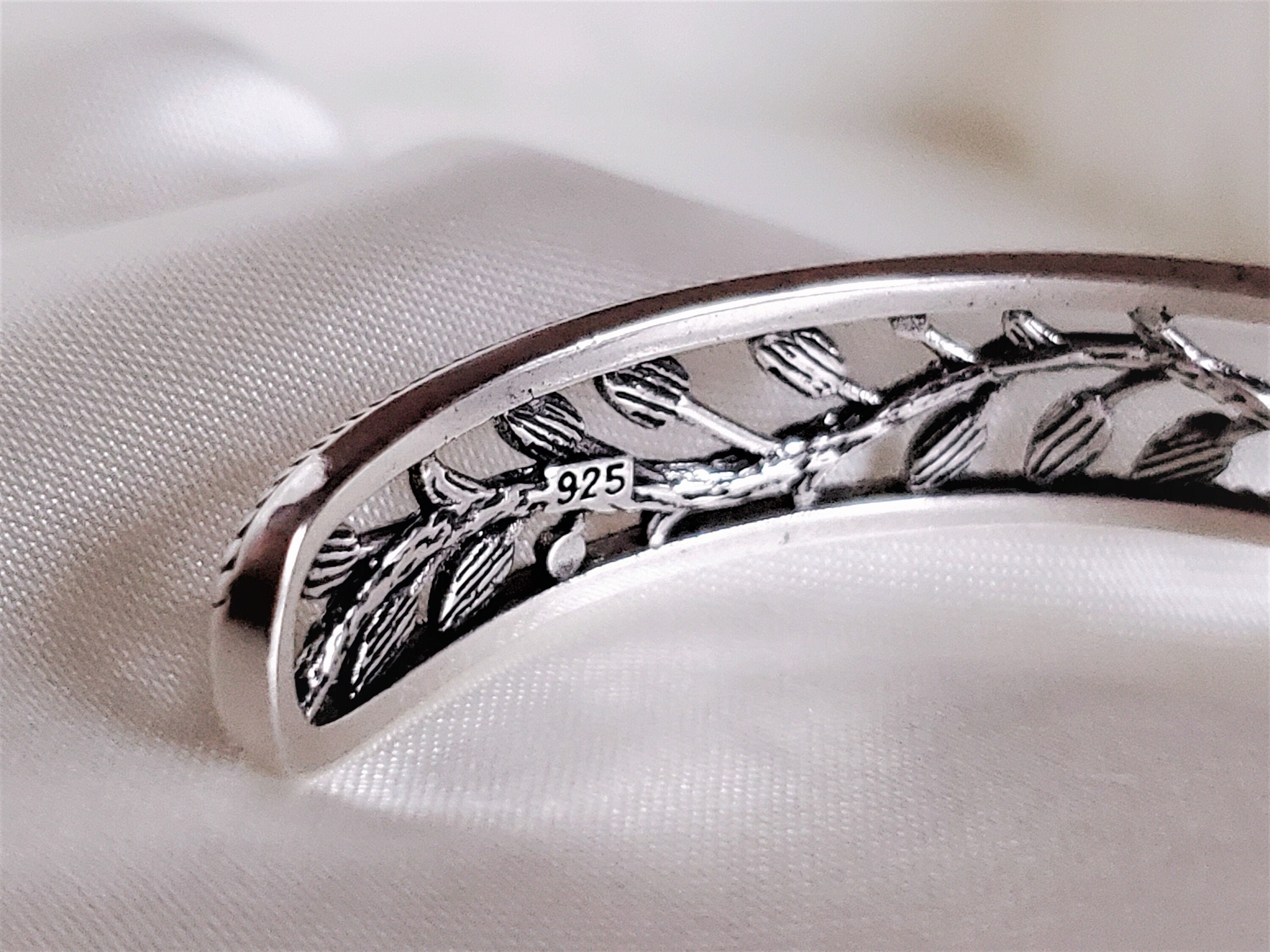 Floral Textured 925 Sterling Silver Adjustable Bracelet