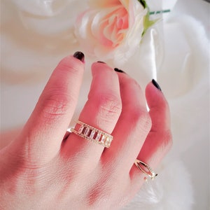 925 Sterling Silver light gold plated ring,Adjustable ring,gift,AAA cubic zirconia gemstone ring, double band ring,promise ring,micropave