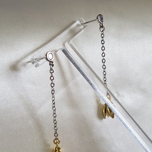 925 Sterling Silver earrings,floral earrings,tulips,gold plated,dangle drop,minimalist jewellery,chain dangling earrings,cubic zirconia gem image 5