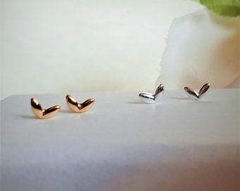 14k Gold Sprouts tiny leaf studs,Sterling Silver dainty leaf earrings,dainty jewellery,stud earrings,delicate,gift for her,bridesmaid,girls