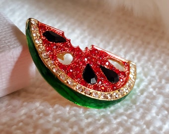 14ct Gold plated Watermelon slice cubic zirconia brooch and Pendant,fruit lapel pins,charm,lapel pins,summer accessories,crystal