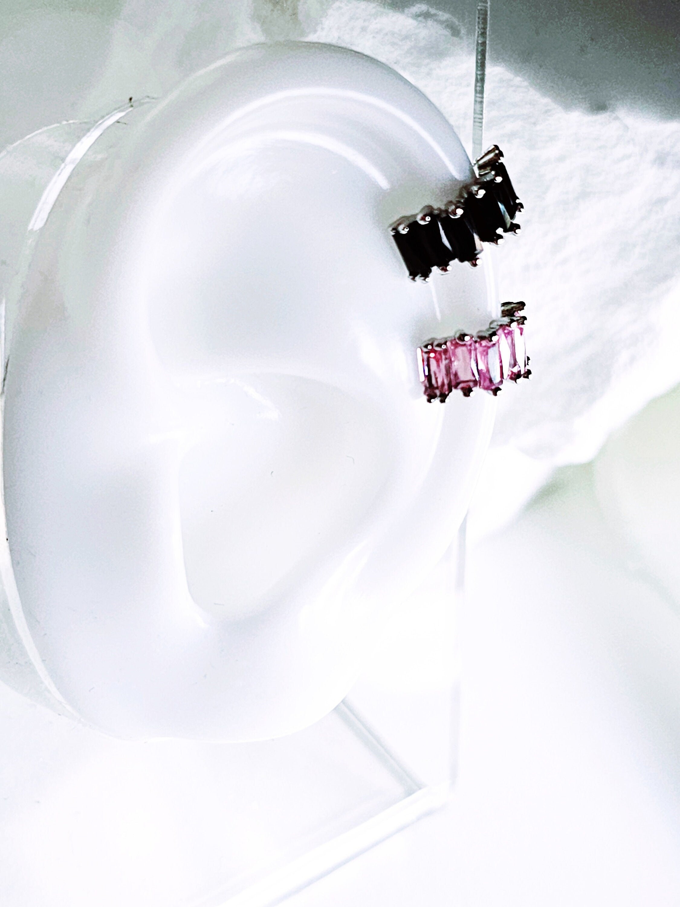 Baguette Cuff Sterling silver earrings