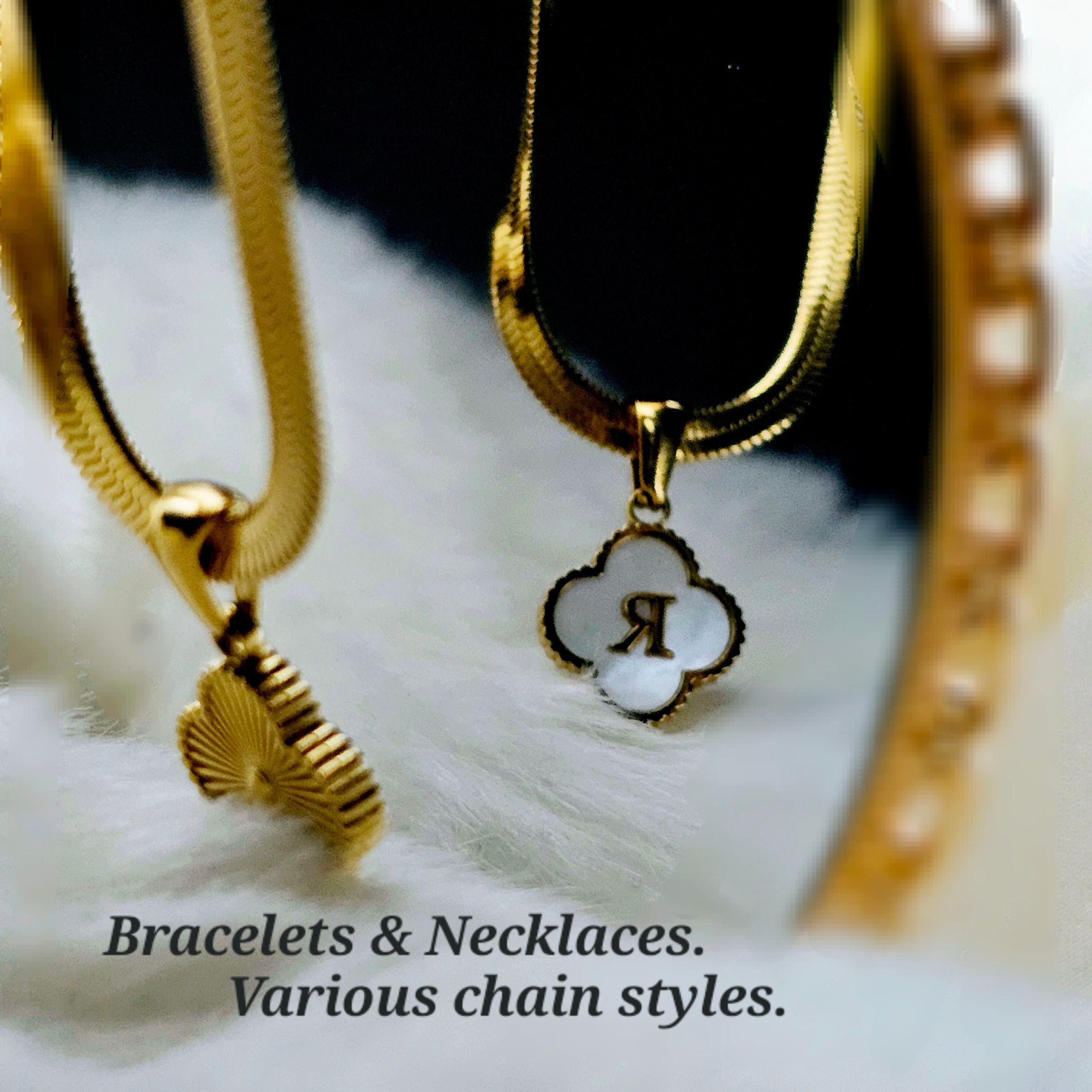 Tarnishfree Letter Clover Leaf 18K Gold necklace,adjustable Chain style,gift,Mother of Pearl Letter Pendant alphabet Charm Necklace,stacking