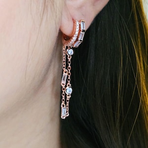 Multi Loop cz Hoop earrings,unique jewellery gift for her,zirconia dangle drop hoop earrings,no Piercing stacking hoops