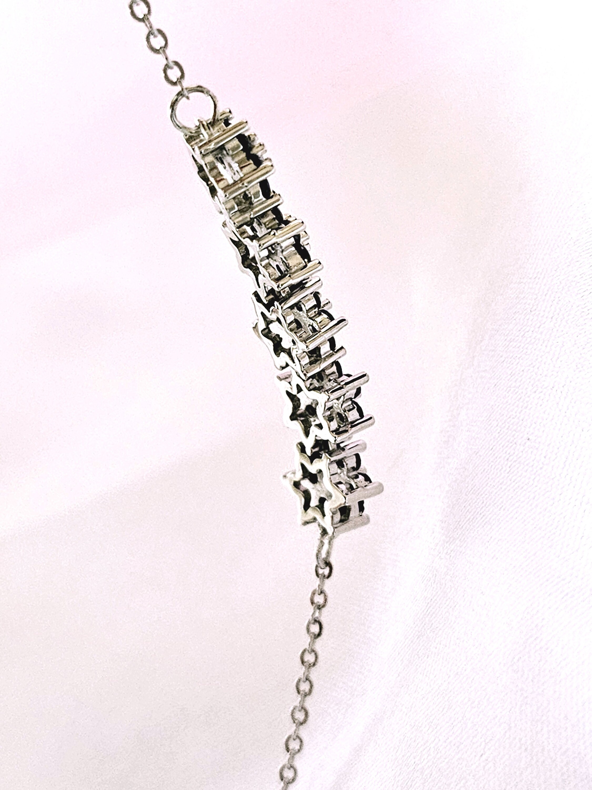 Sterling Silver Daisy Floral Adjustable Chain Bracelet,onyx
