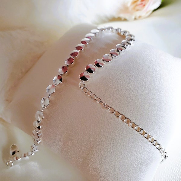 Bracelet réglable en argent sterling à breloques en perles solides, bracelet anti-anxiété fidget en perles d'argent, empilable délicat, bijoux simples