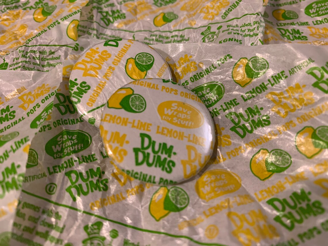 Lemonlime dum dum wrapper button Etsy