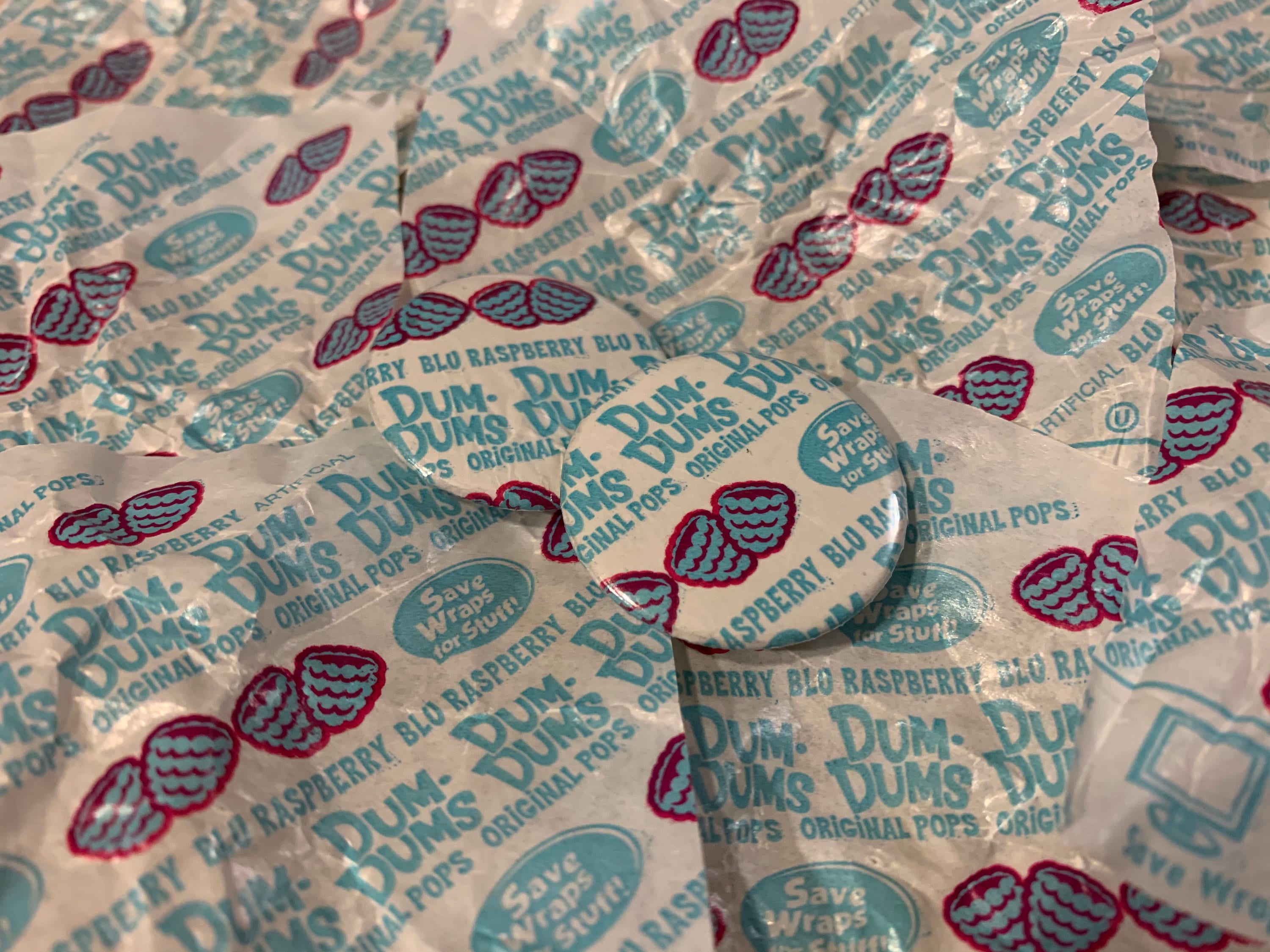 Blue raspberry dum dum wrapper button Etsy