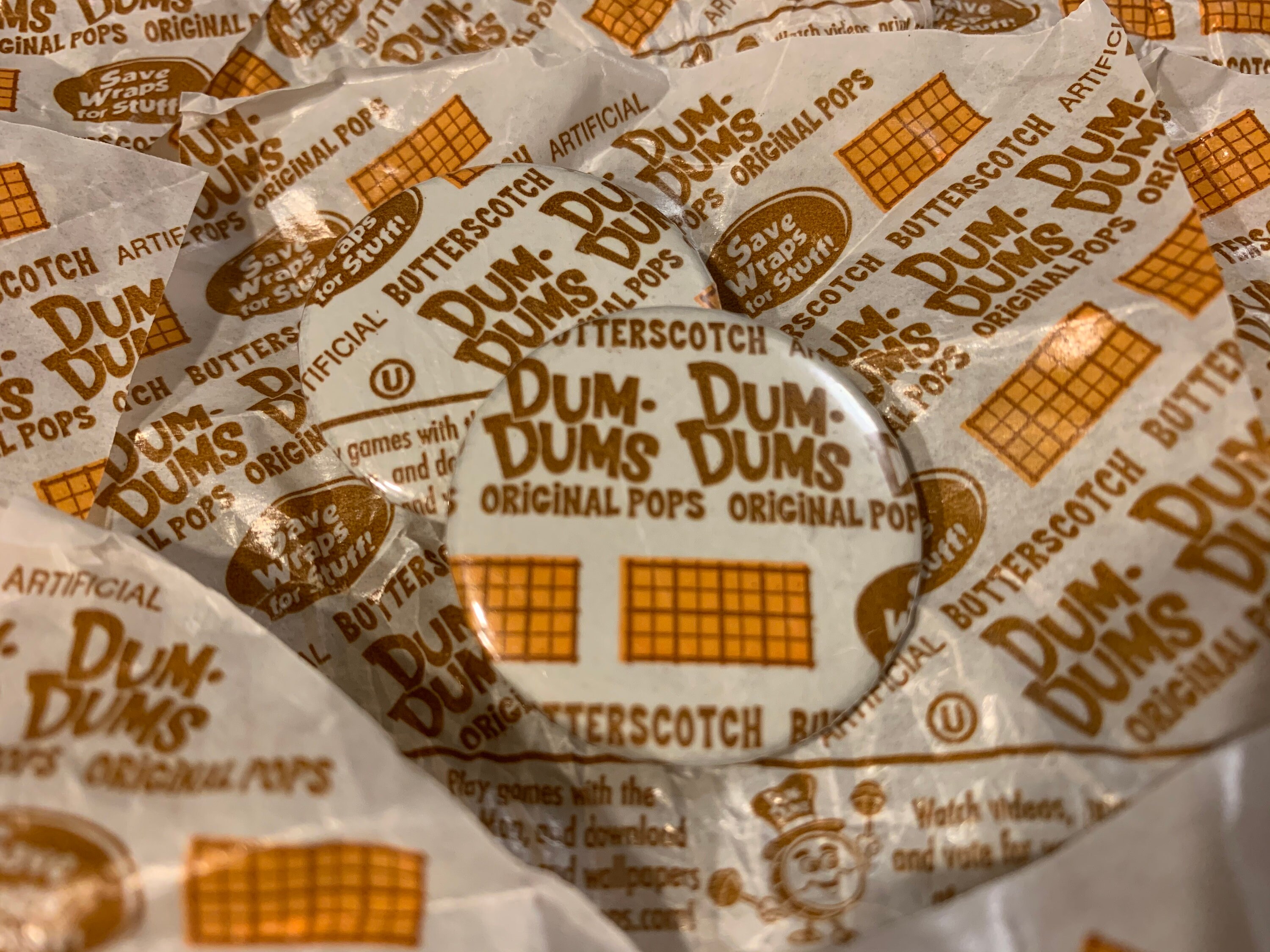 Butterscotch dum dum wrapper button Etsy