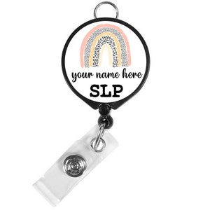 Custom Badge Reel SLP Speech Language Pathologist Badge Reel Grad Gift SLP Badge Holder Rainbow Boho Badge Holder Retractable Badge Clip SLP