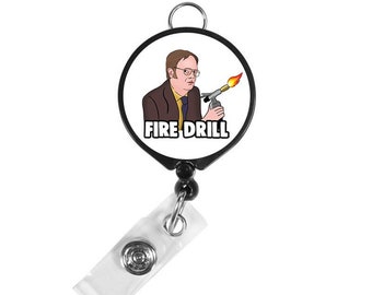 Fire Drill Dwight Schrute The Office Blow Torch Badge Holder Nursing Badge Reel Nurse Badge Reel Nurse Gift Retractable Badge Badge Clip