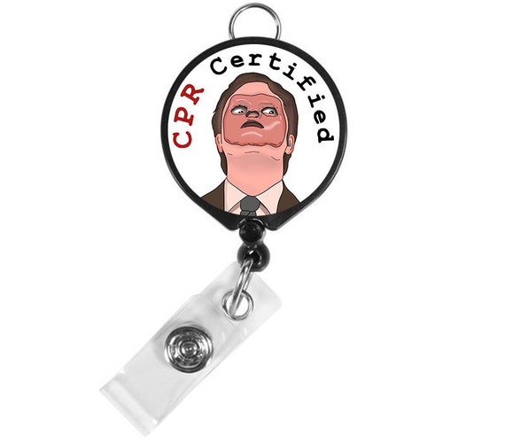 Dwight Schrute CPR Certified The Office Badge Holder Badge Reel Nursing  Badge Reel Funny Nurse Badge Reel Nurse Gift Retractable Badge Clip