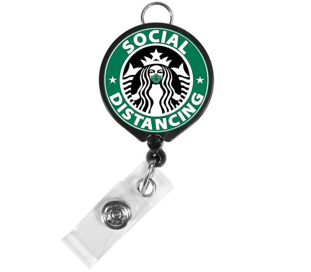 Starbucks Mask Social Distancing Coffee Starbucks Logo Funny Badge Reel  Quarantine Nurse Badge Reel Retractable Nurses Badge Reel Badge Clip -   Canada