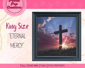 Misericordia Eterna - Bordado en punto de cruz tamaño king, descarga instantánea en PDF, patrón para guardar, bordado en PDF, Jesús, bordado en punto de cruz cristiano