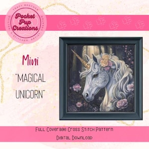 Magical Unicorn-Mini Size full coverage cross stitch, instant PDF download, pattern keeper, cross stitch pdf, Unicorn xstitch