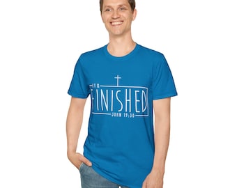 C'est un t-shirt souple unisexe, t-shirt Jean 19 30, t-shirt chrétien, t-shirt religieux