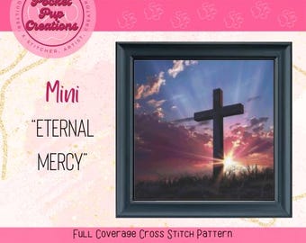 Misericordia Eterna - Mini punto de cruz de cobertura completa, descarga instantánea en PDF, administrador de patrones, punto de cruz en PDF, Jesús, punto de cruz cristiano