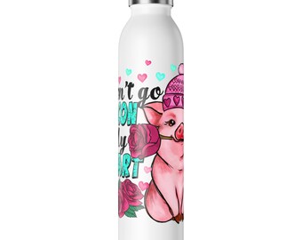 Dont go bacon my heart valentine Slim Water Bottle