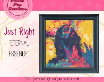 Eternal Essence-Just Right Size Kreuzstich in Kreuzstichmuster, PDF und Patternkeeper kompatibel, Kreuzstich PDF, betender Jesus Kreuzstich,