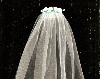 Halloween Black Polymer Bride Veil for Gothic fancy Hen Night Dress Costume UK