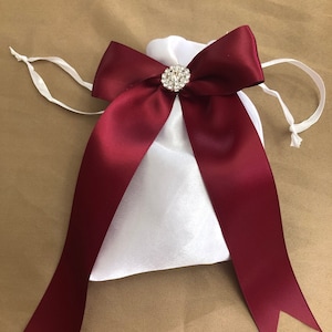 Burgundy/Wine White Bridal Bag, Bridal Accessory Bag, Wedding Dollar Dance Bag, Money Bag, Bridal Money Bag, Wedding Card Bag, Bridal Purse
