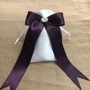 Eggplant/Plum/Purple White Bridal Bag, Bridal Accessory Bag, Wedding Dollar Dance Bag, Bridal Money Bag, Wedding Bag, Bridal Purse