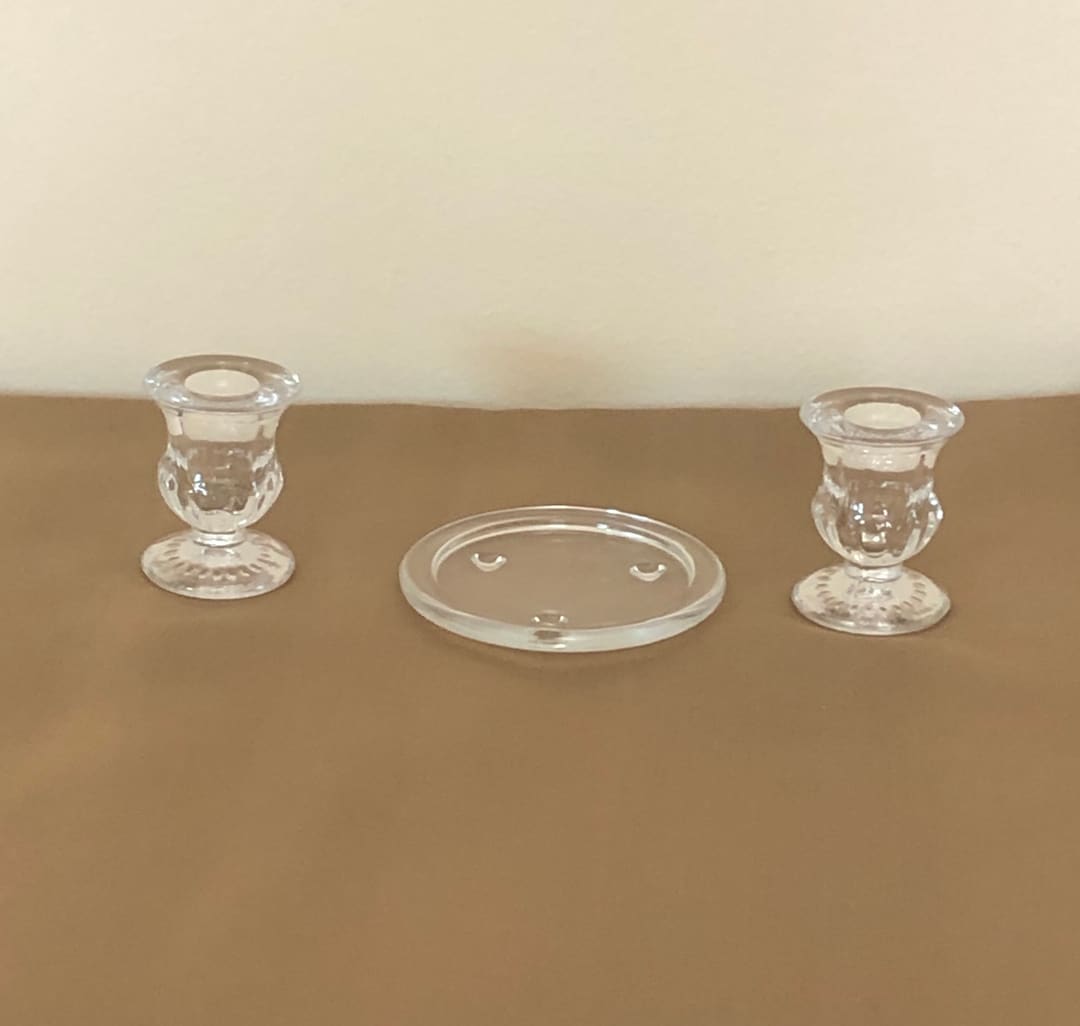 Unity Candle Holder Set, Glass Unity Candle, Ceremony Candle Holder