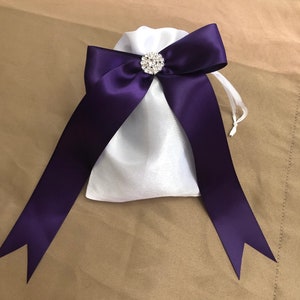 Purple/Grape White Bridal Bag, Bridal Accessory Bag, Wedding Dollar Dance Bag, Bridal Money Bag, Wedding Bag, Bridal Purse