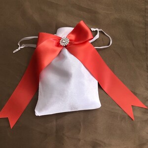 Coral White Bridal Bag, Bridal Accessory Bag, Wedding Dollar Dance Bag, Money Bag, Bridal Money Bag, Wedding Card Bag, Bridal Purse