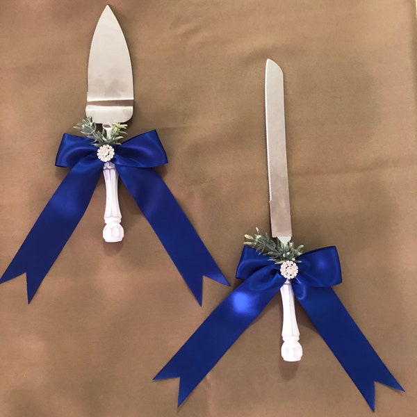 Royal Blue Blue Knife Set, Royal Blue Cake Serving Set, Blue Wedding Cake Set, Wedding Knife Set, Knife Set,