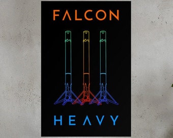SpaceX Falcon Heavy Home Art Poster Print