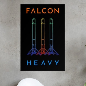 SpaceX Falcon Heavy Home Art Poster Print