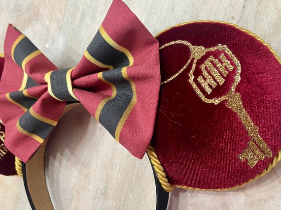 Handmade Gold & Burgundy Tower of Terror Minnie Ears Headband with Black Bow Tower of Terror Minnie Ears - Etsy main image 3