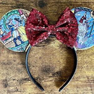 Beauty and the beast stained glass ears