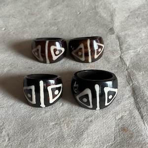 Bone Rings/ Dzi Bead Motifs/ Nepal/ Tibetan Style