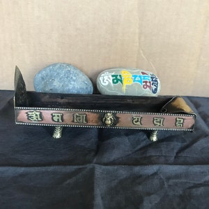Tibetan Copper and Brass Incense Burner w/ Om Mani Pedme Hum Mantra and Mini Buddha